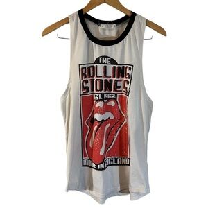 LNK Landscape Rolling Stones Tank Top Womens Graphic Band Racerback Knit Music